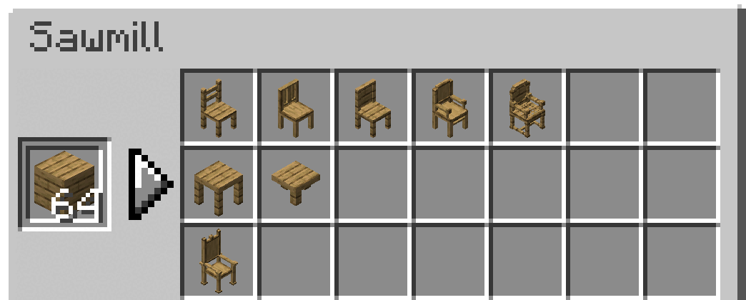 Анимированный пример мебели из мода Axel's Tables and Chairs в Minecraft