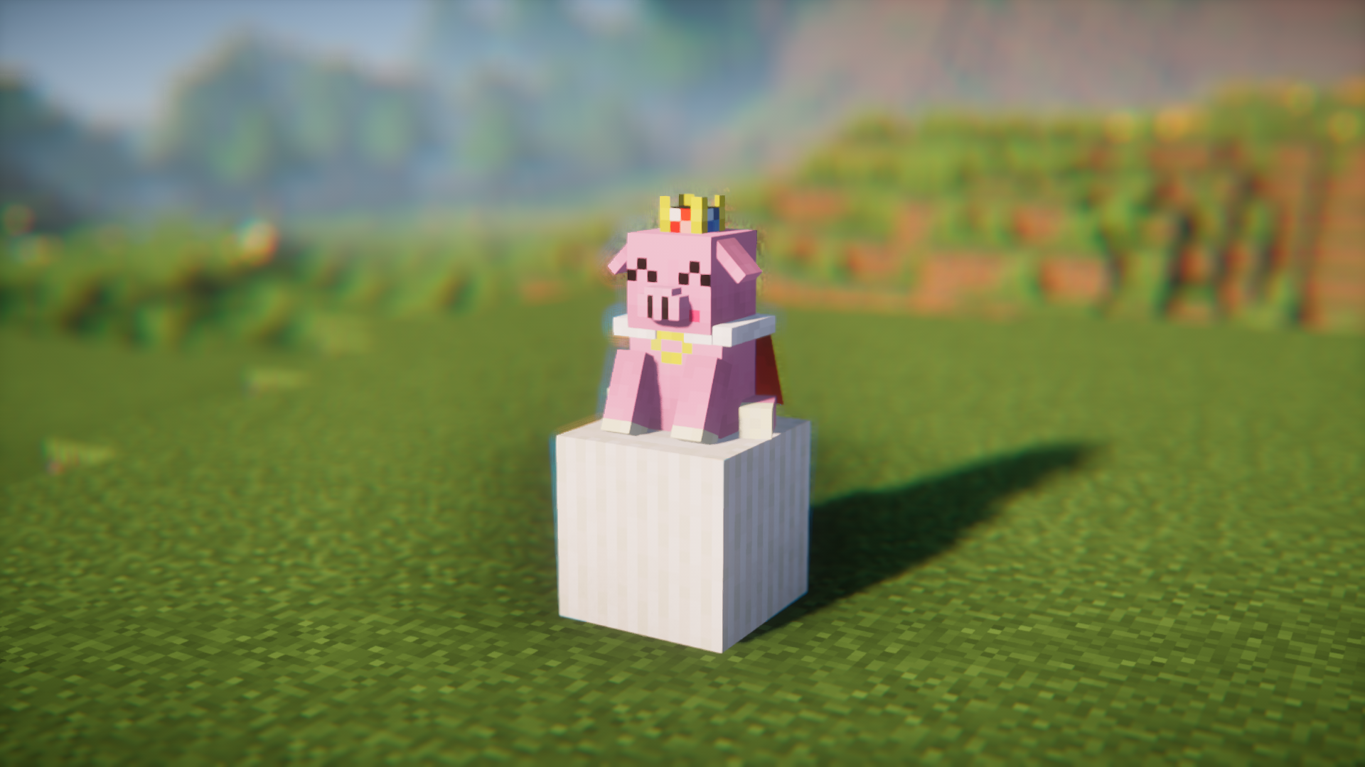 Плюшевый Technoblade в Minecraft с короной и фирменным розовым плащом