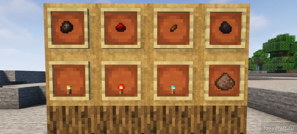 Пример использования миниатюрных факелов в декоре Minecraft