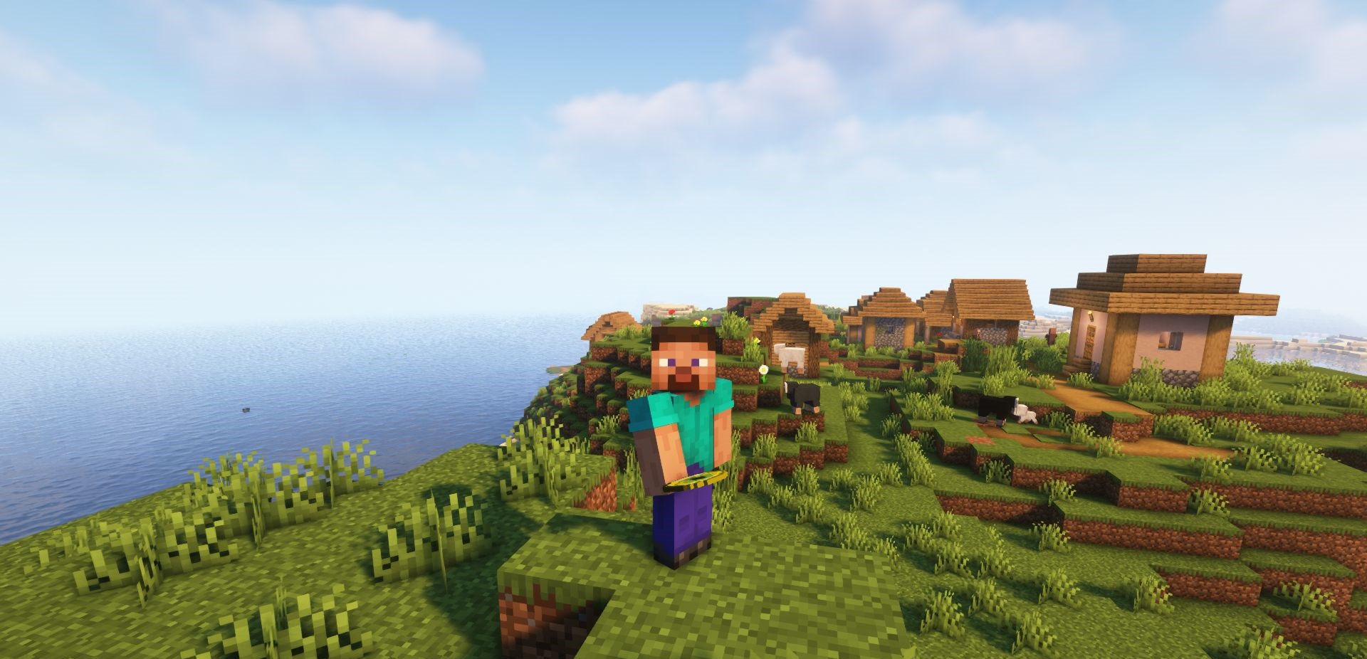 Игрок использует TelePass для телепортации к другу в Minecraft