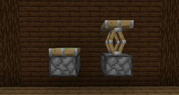 Анимированный пример работы мода Telepistons в Minecraft