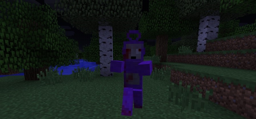 Закат в Minecraft над горами и лесами, создающими уютную атмосферу