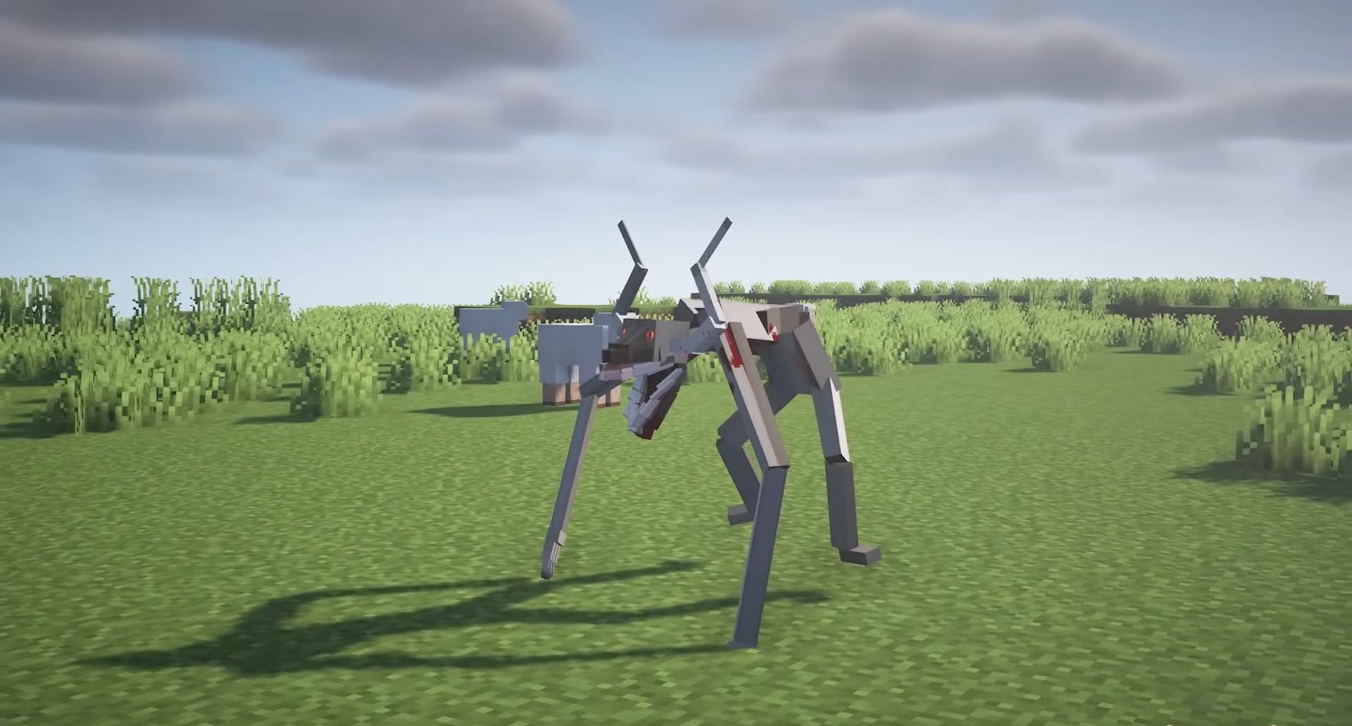 КозлоЧеловек пробирается через разрушенную деревянную стену в Minecraft