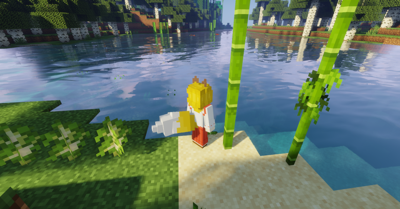 Лиса Сенко-сан в Minecraft с текстурпаком The Helpful Fox