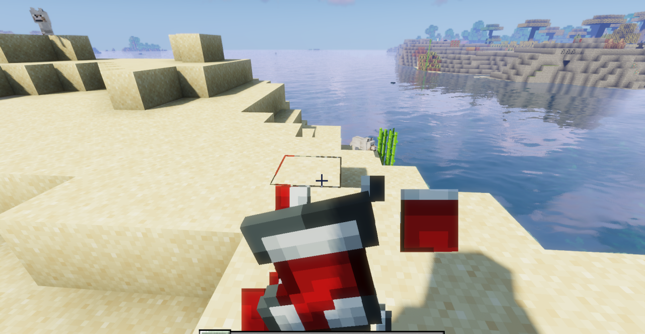 Рождественский интерьер в Minecraft с использованием текстур-пака The Sock Gifts