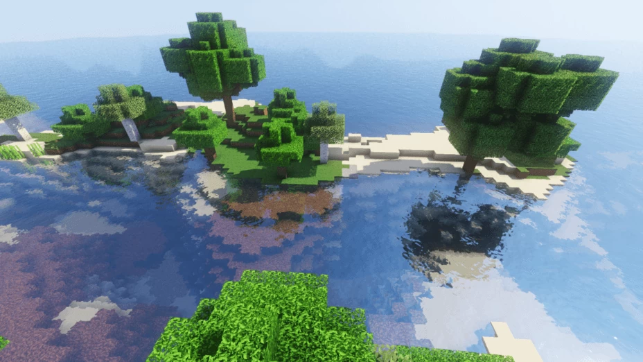 Красивый закат в Minecraft с шейдерами