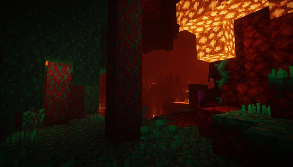 Горный пейзаж в Minecraft с реалистичными текстурами благодаря шейдеру TME