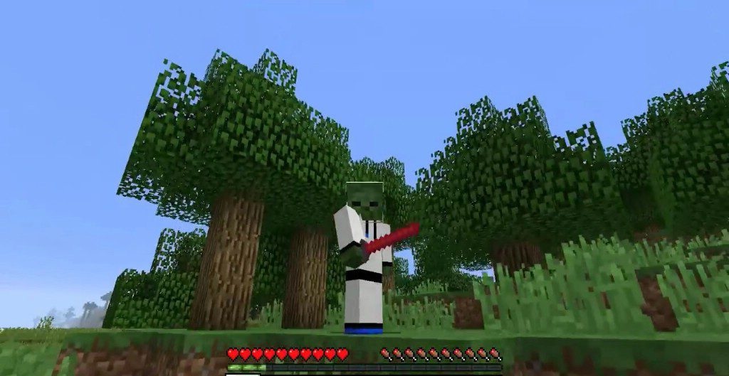 Разные варианты лазерных мечей в Minecraft с разноцветными лезвиями