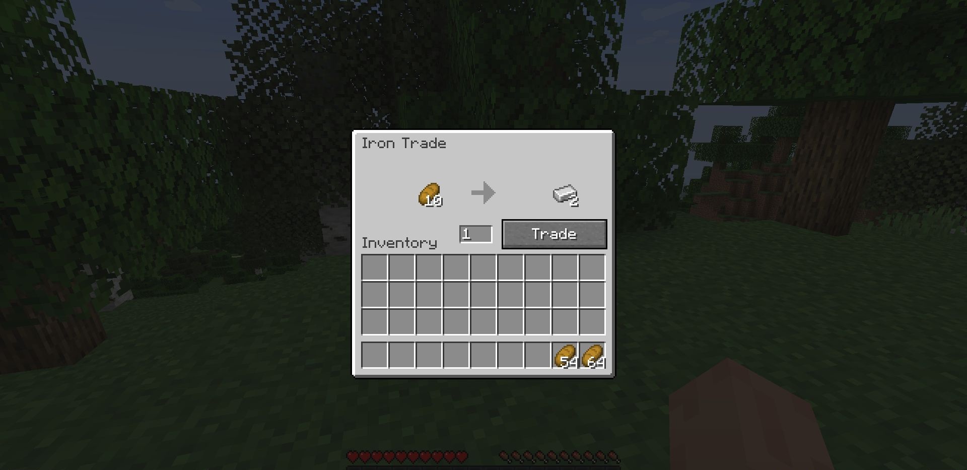 Игрок взаимодействует с торговым автоматом в Minecraft