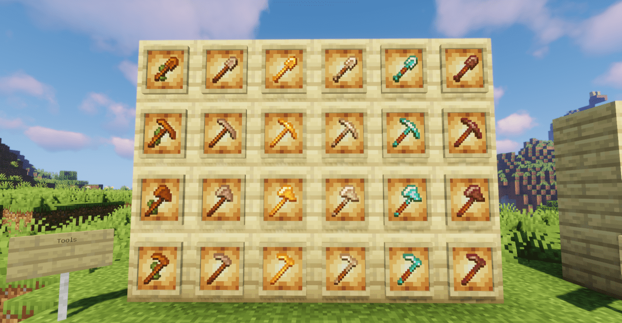 Готовые инструменты с текстур-паком Tools & Trims в Minecraft для улучшенного визуала