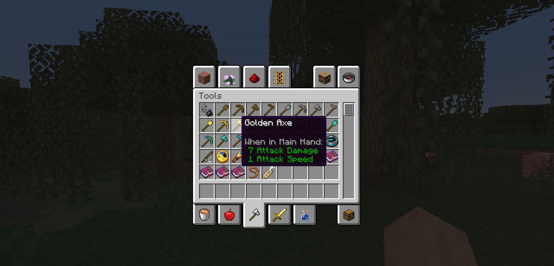Интерфейс инвентаря Minecraft с модом ToolTip Fix