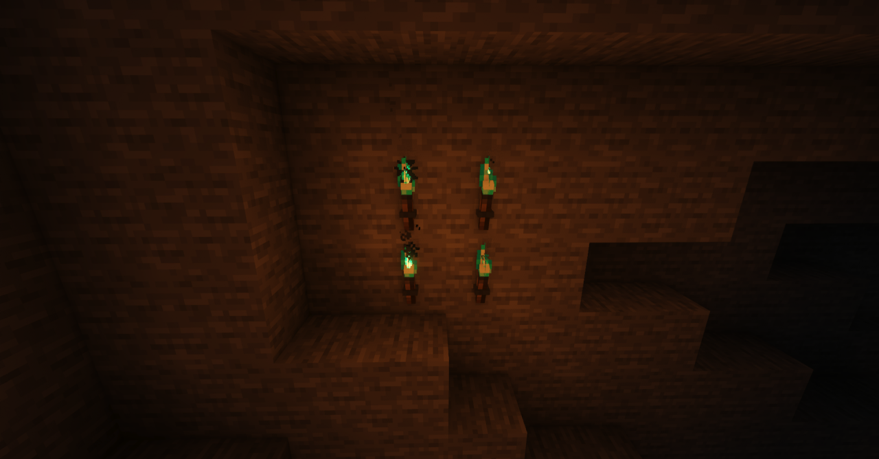 Факелы Torches Reimagined в подземельях и пещерах Minecraft