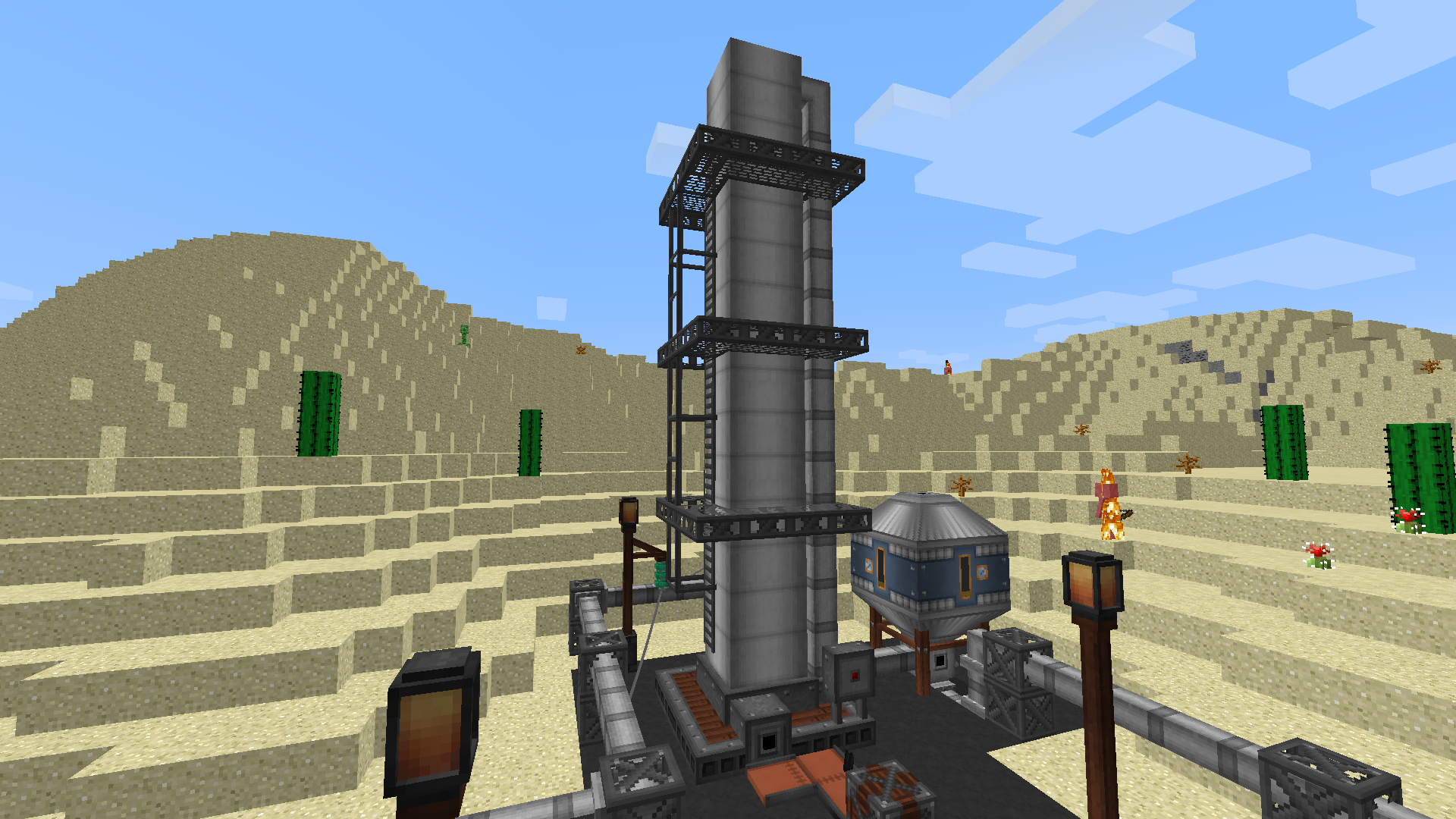Небоскрёб из кварца в Minecraft с подсветкой