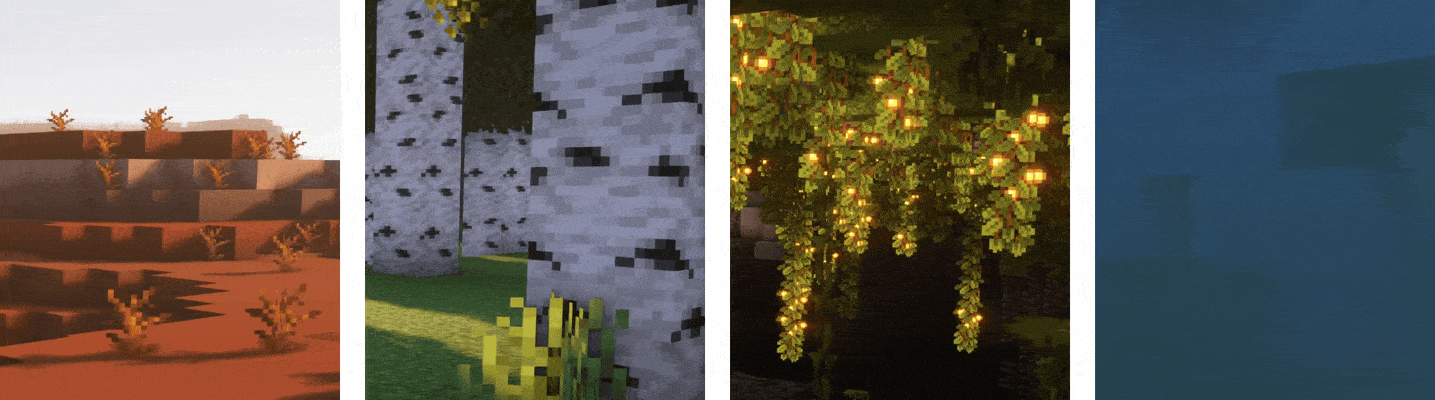 Анимация работы мода TravellersToasts, показывающая переход между биомами в Minecraft
