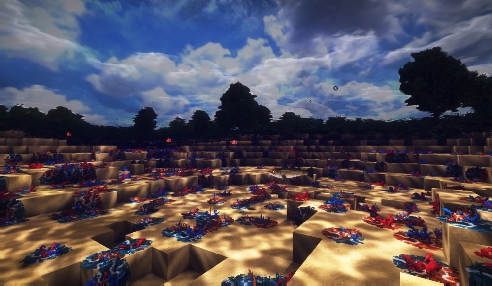 Лесной биом в Minecraft с улучшенной графикой, детализированная листва