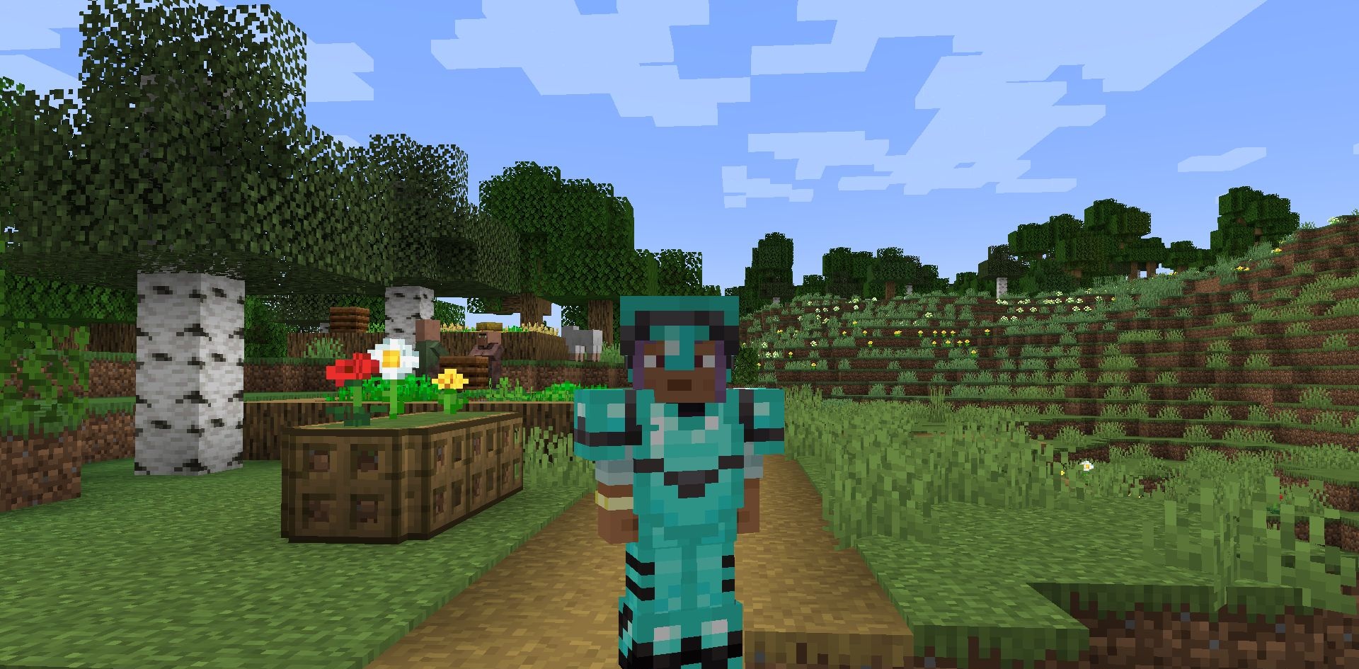 Геймплей Minecraft с модом TrimsEffects, демонстрирующий новые визуальные эффекты
