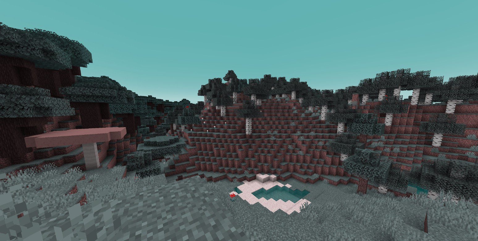 Пример использования шейдера Tritanopia в ночное время в Minecraft