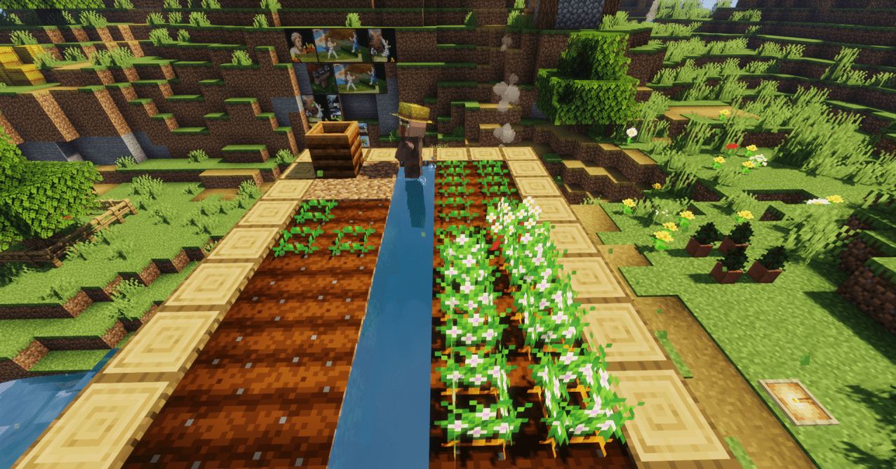 Скриншот фермы с текстур-паком Twilight’s Flowering Crops в Minecraft