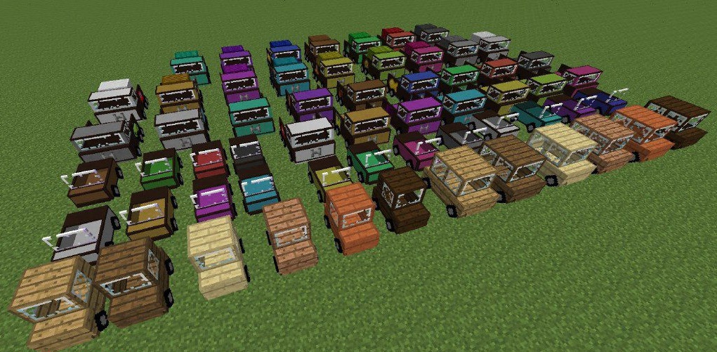 Гараж с разными моделями машин в Minecraft с модом Ultimate Car