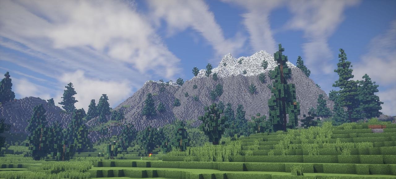 Ночной пейзаж в Minecraft с динамическими тенями от Ultimate Shaders