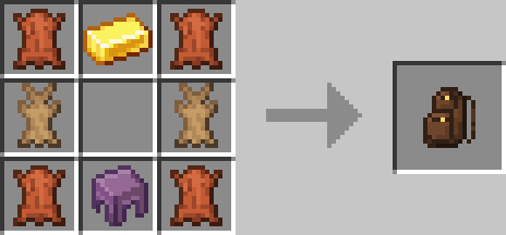 Интерфейс крафта рюкзака UMU Backpack в Minecraft с необходимыми материалами