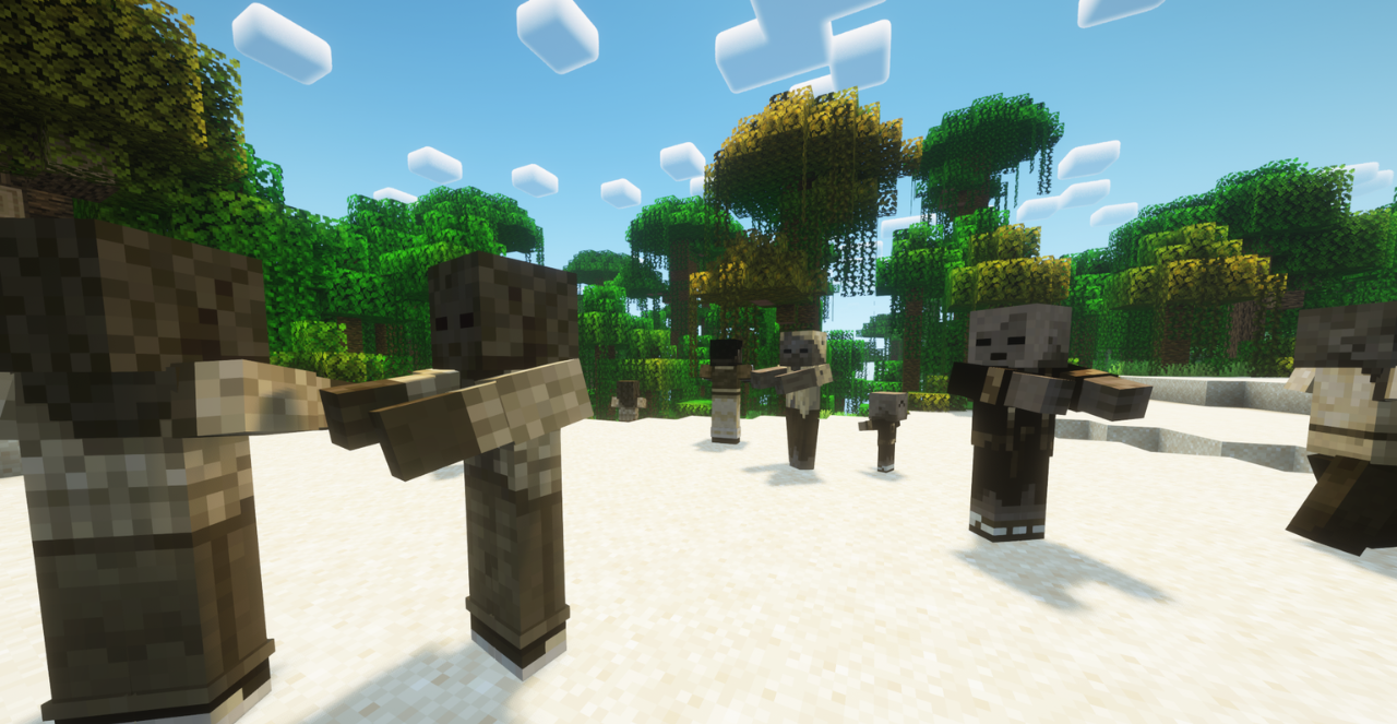 Скриншот Minecraft с новыми текстурами зомби из Undopia Zombie Skins