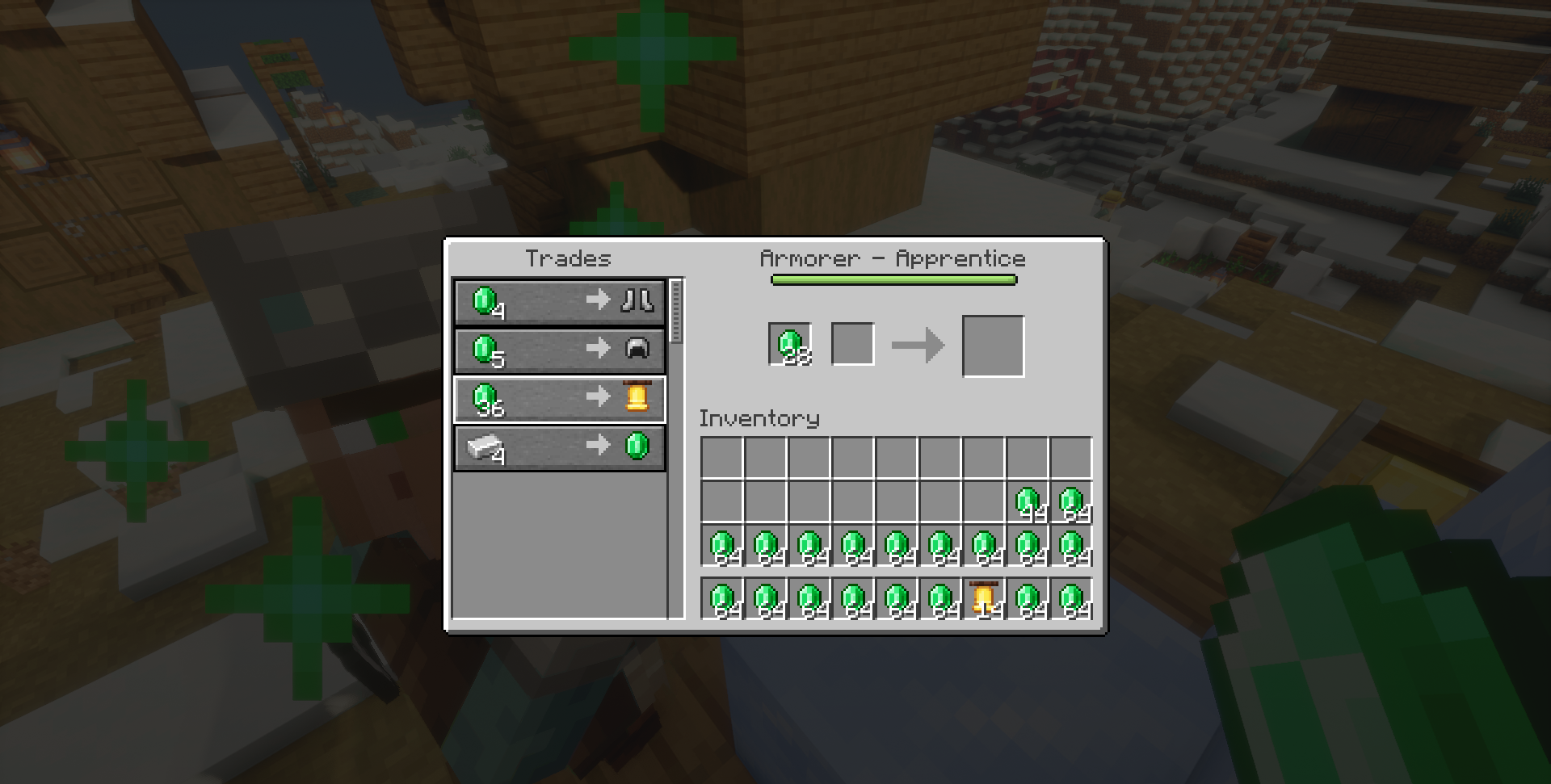 Пример торговли с жителем в Minecraft без ограничений благодаря Unlimited Trading