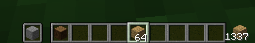 Пример работы Usage Ticker в Minecraft: интерфейс с подсчетом блоков камня в инвентаре