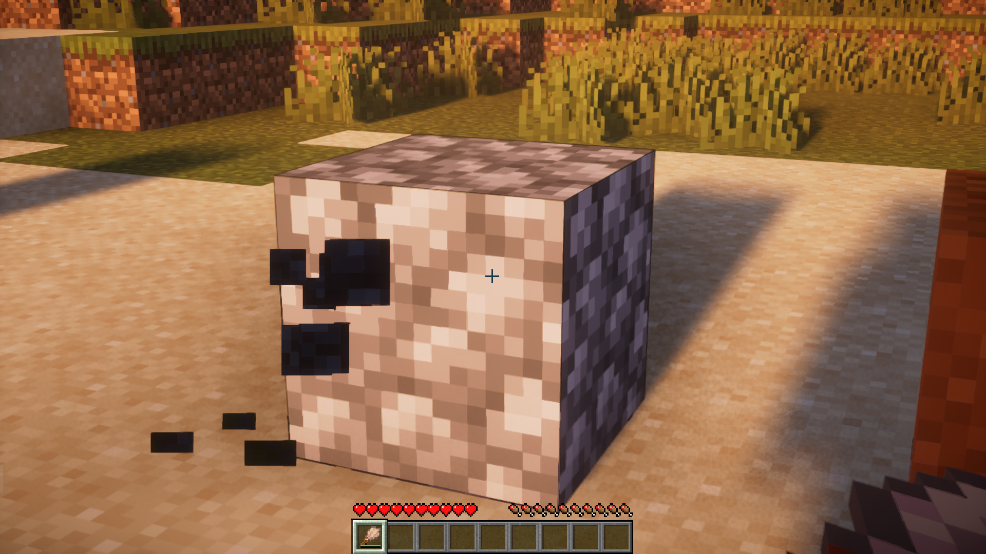 Пример использования кисти художника для изменения цвета блоков в Minecraft