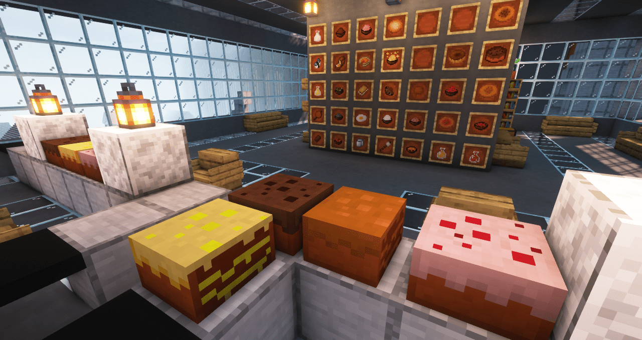 Игрок ест новую еду из Useful Food Reborn в Minecraft с эффектами сытости