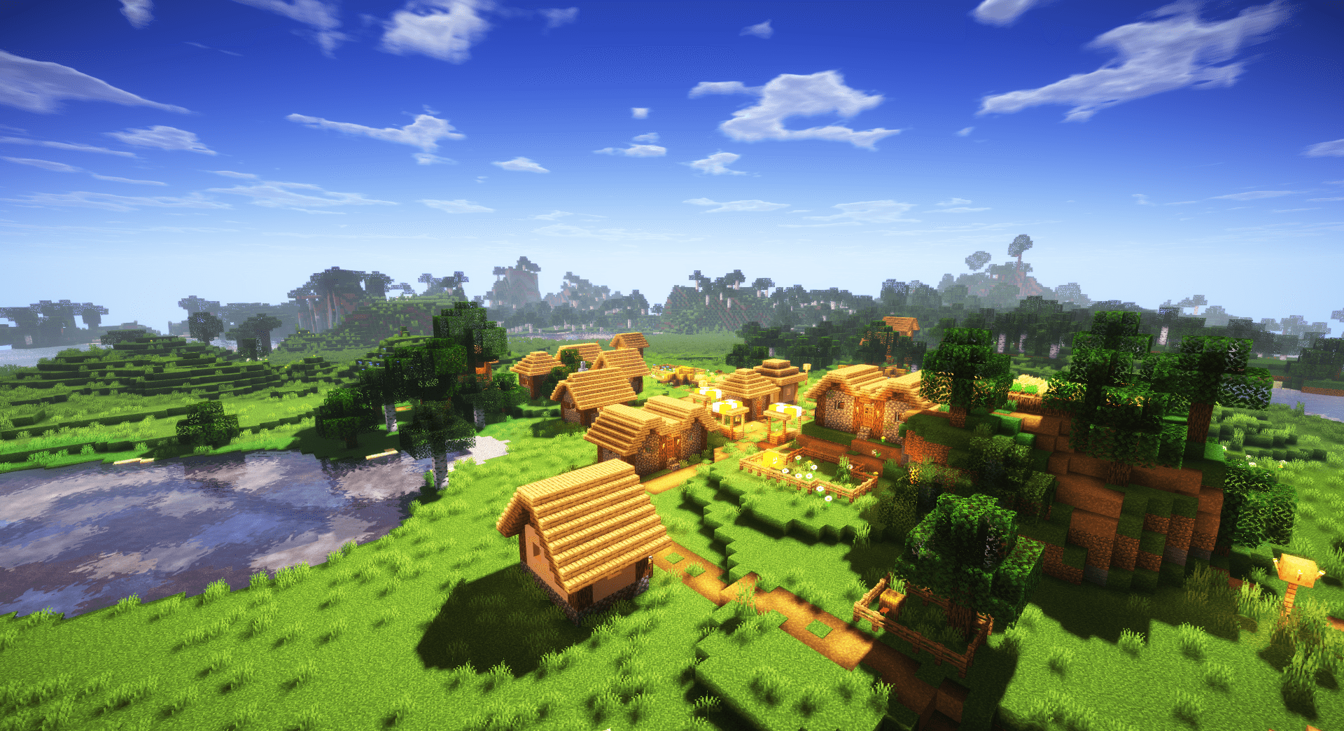 PvP-битва на сервере Minecraft с луками и мечами