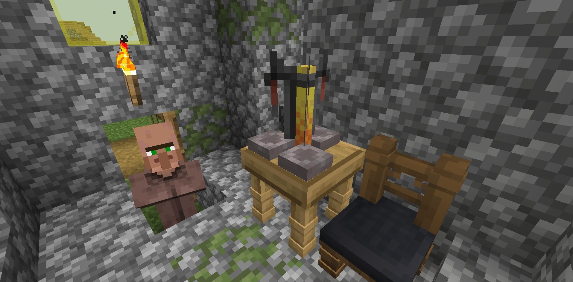 Спальня в Minecraft с кроватью и мебелью из Valhelsia Furniture Mod