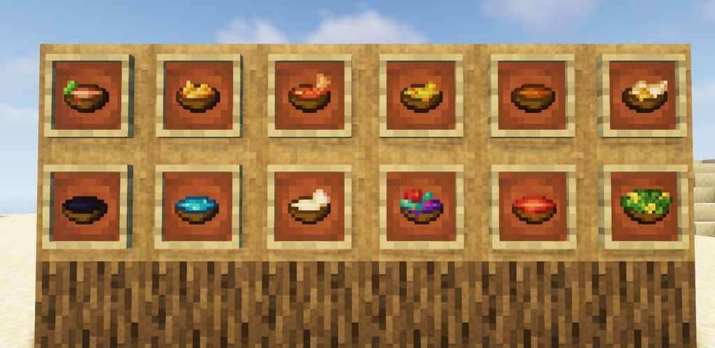 Игровой процесс с новыми блюдами из мода Vanilla Cookbook в биоме леса