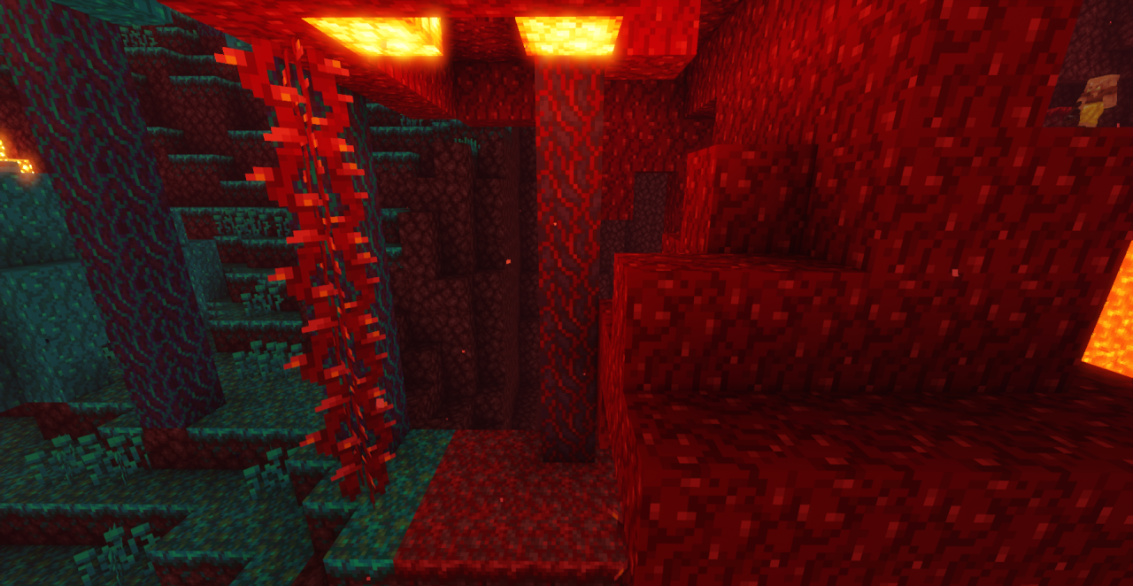 Ночной пейзаж в Minecraft с подсвеченными мобами благодаря Vanilla Emissives