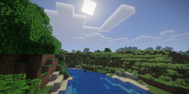 Реалистичное освещение в пещере Minecraft с динамическими тенями от шейдера Vanilla Plus