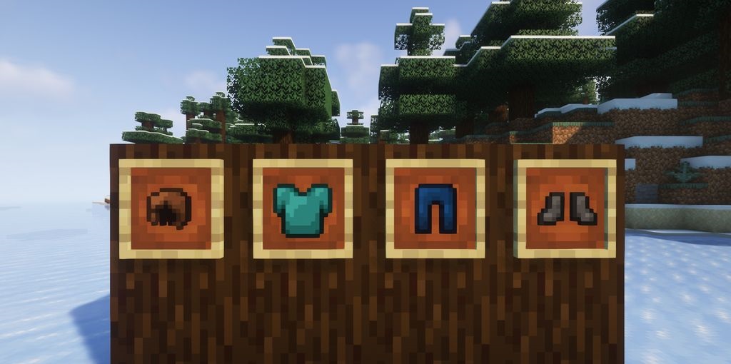 Пример использования VanitySlots в Minecraft с двумя комплектами брони