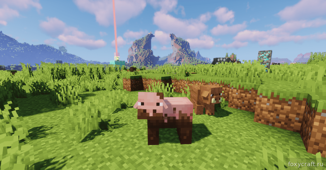 Игровой мир Minecraft с горами, пещерами и различными биомами в новом обновлении