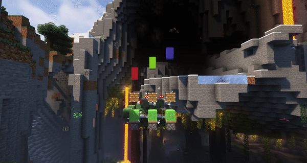 Анимация падающих блоков с модом Vectorientation в Minecraft