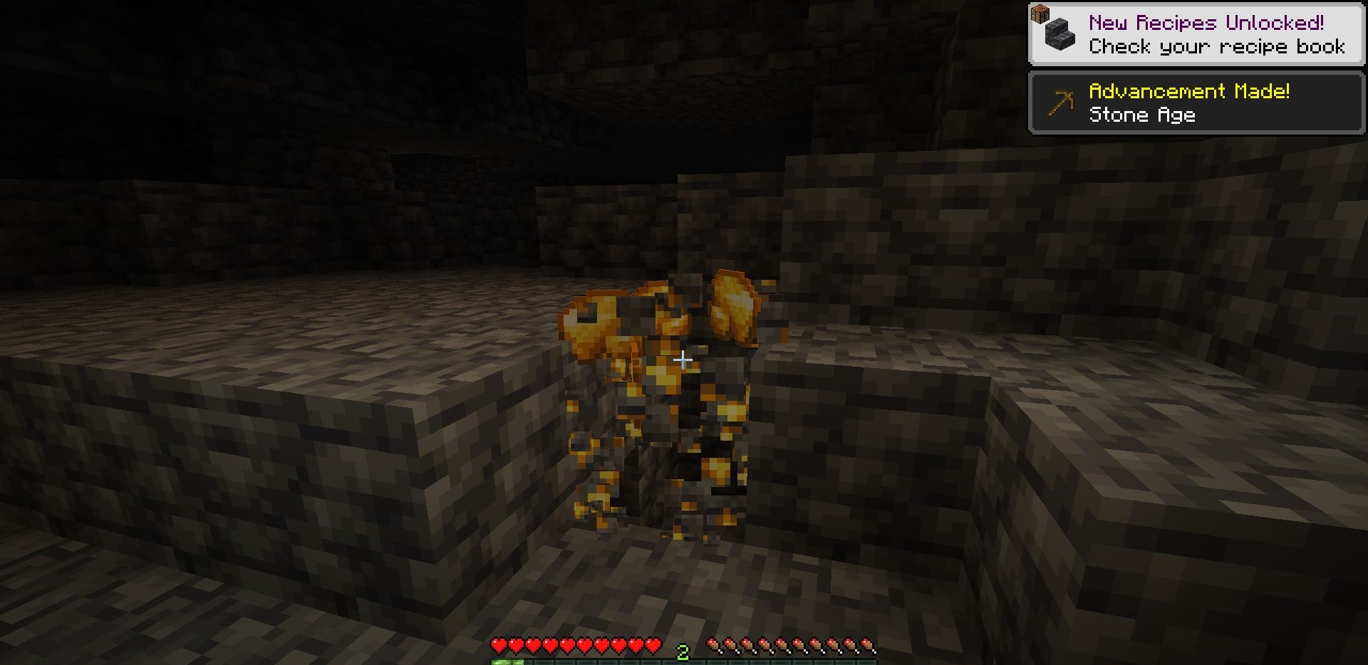 Игровой процесс с Vein Digging Mod: добыча железной руды в шахте Minecraft