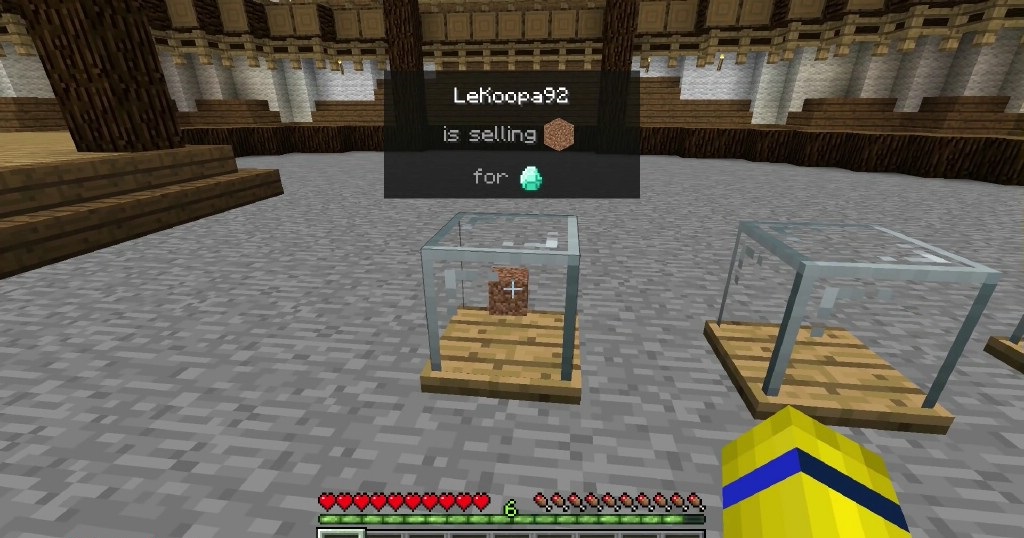 Пример торгового автомата с разными предметами в Minecraft