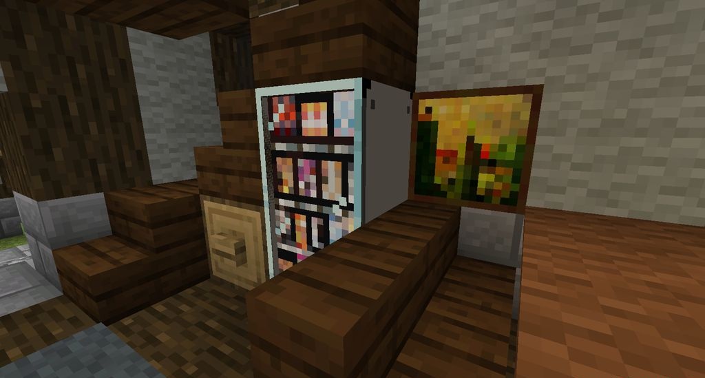 Интерфейс торгового автомата в Minecraft с выбором из семи разных предметов