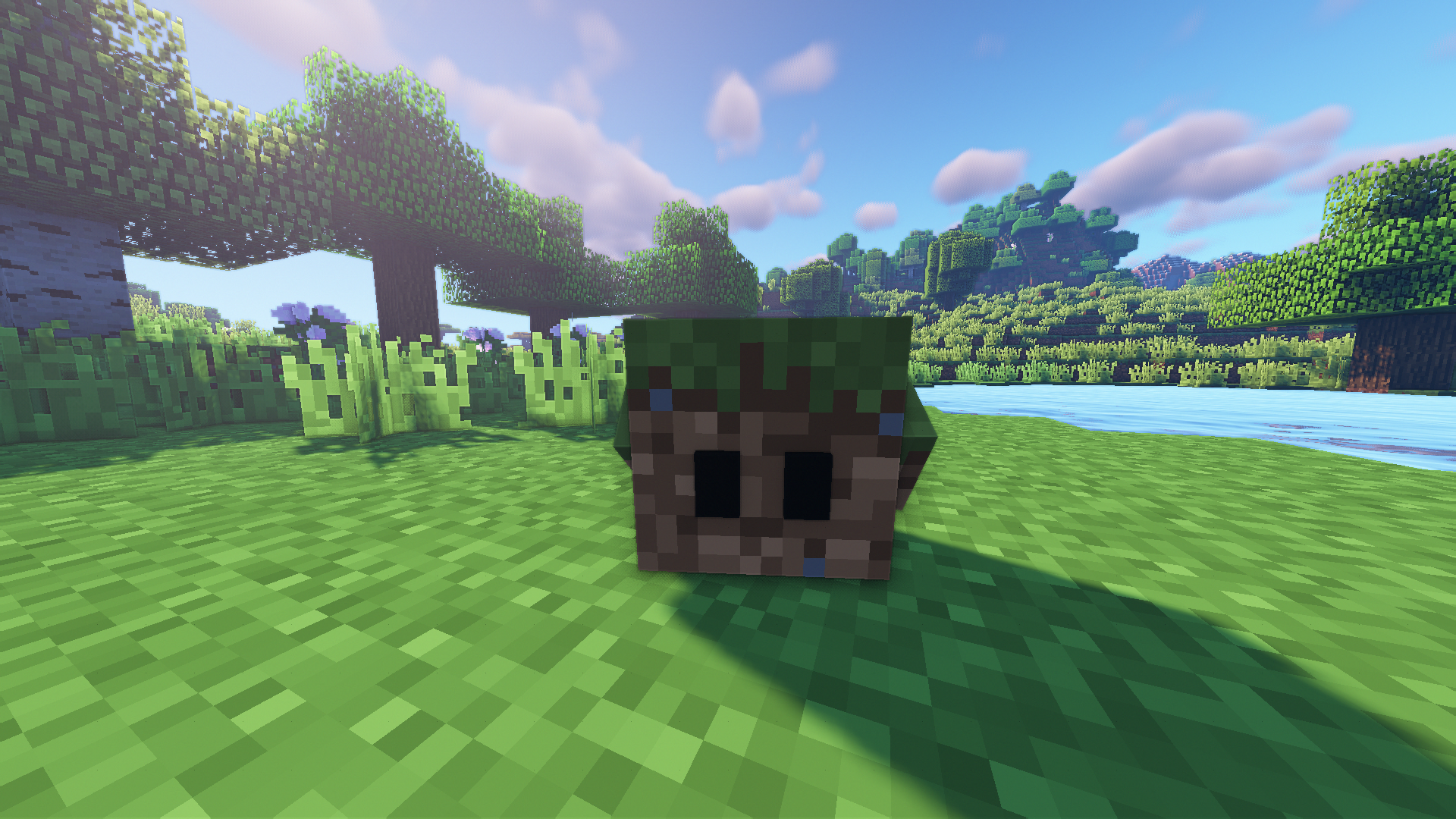 Красивое ночное небо в Minecraft с постройками игрока и факелами
