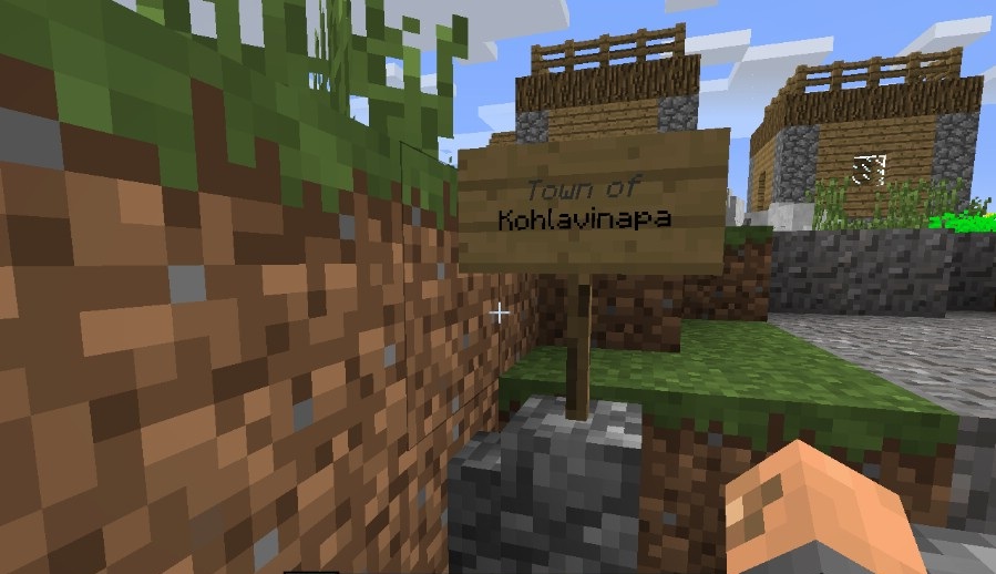 Пример названия деревни в Minecraft с модом Random Village Names