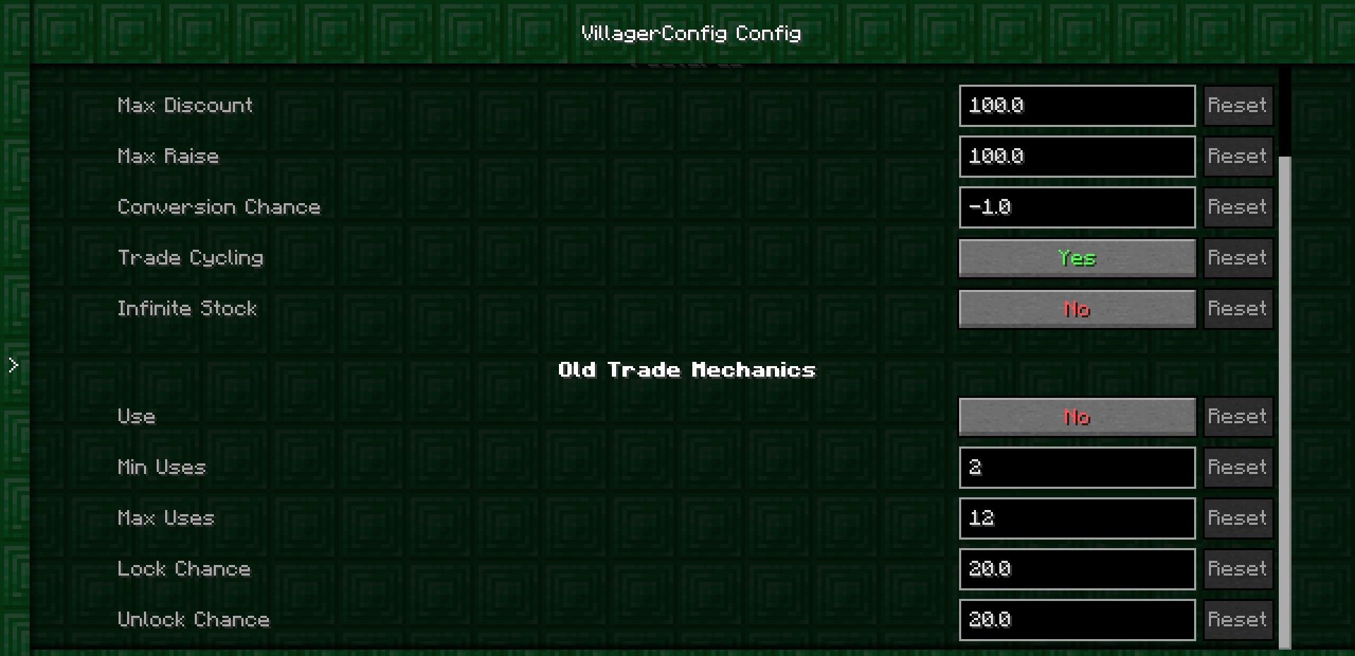 Настройка профессий жителей в Villager Config для Minecraft