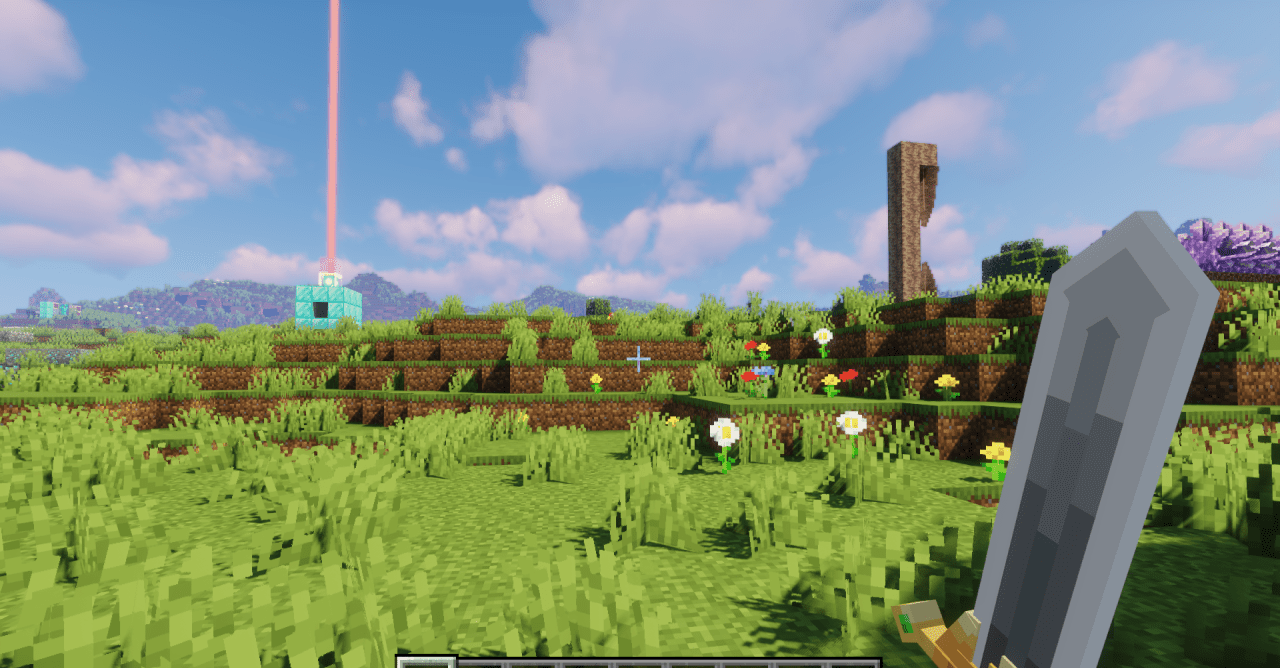 Скриншот игры Minecraft с установленным текстур-паком Vortherion Sword