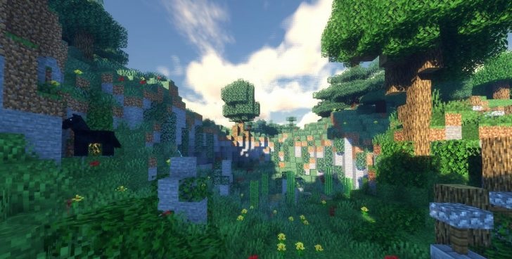 Сравнение стандартной графики Minecraft и улучшенной версии с шейдером