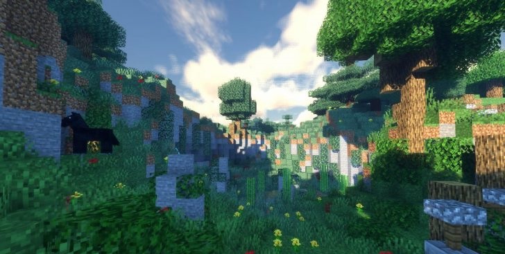 Реалистичный шейдер Voyager с красивым освещением и тенями в Minecraft
