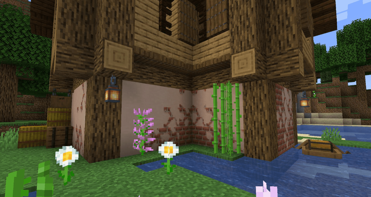 Пример комбинирования штукатурки с другими блоками в Minecraft