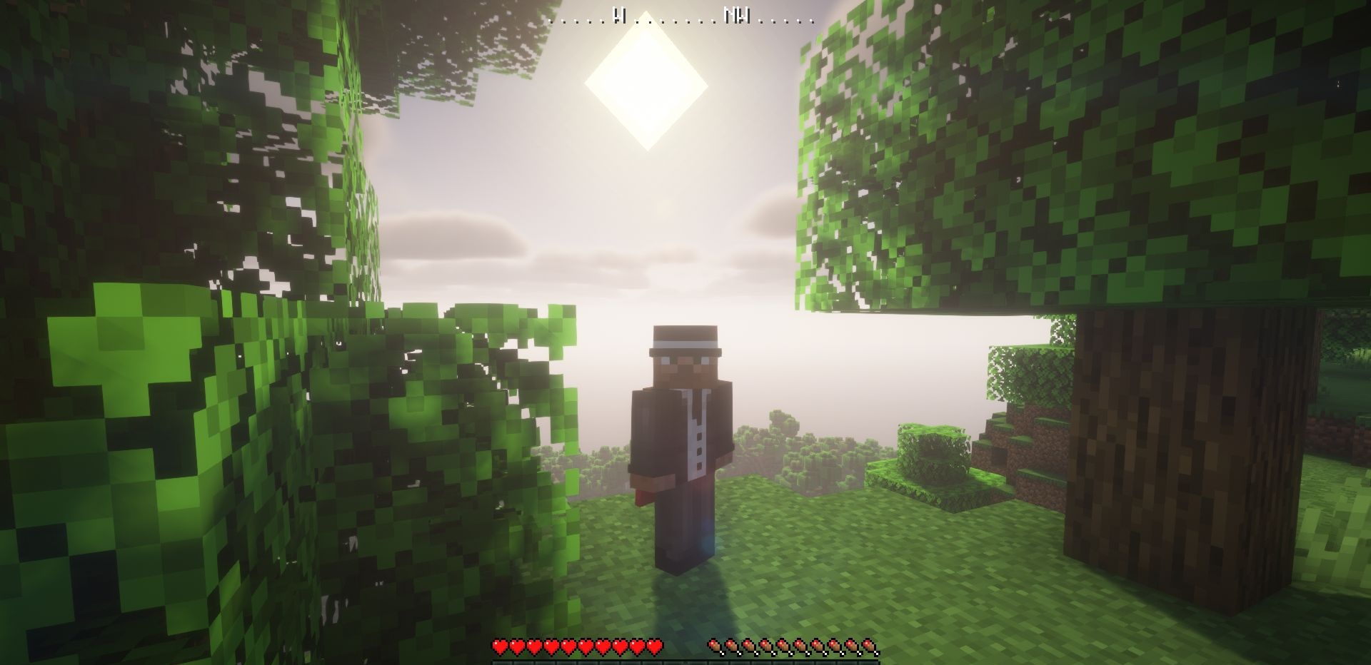 Пример использования мода WAIG в пещере Minecraft для навигации