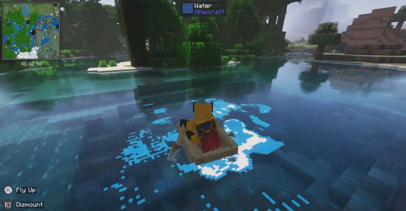 Сравнение воды в Minecraft с модом Wakes и без него